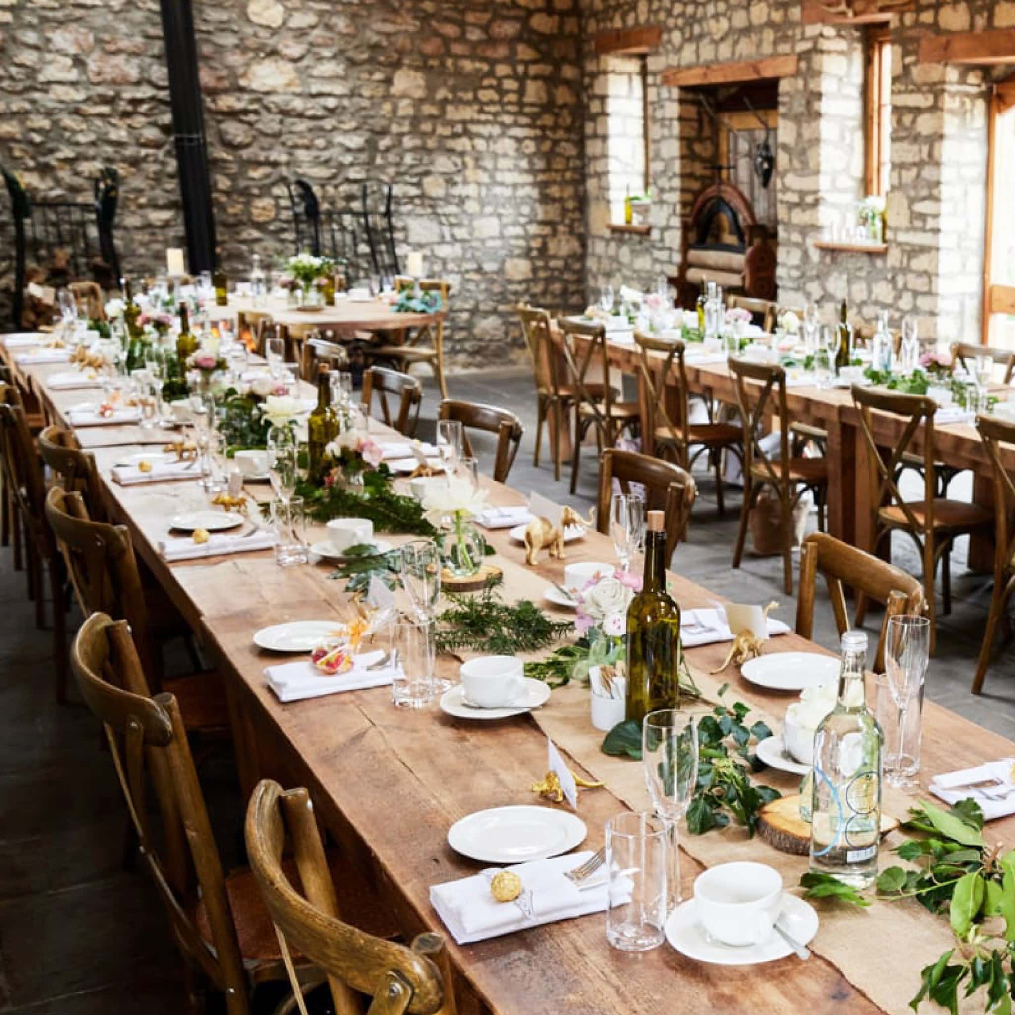 Old Down Estate barn wedding venue setup