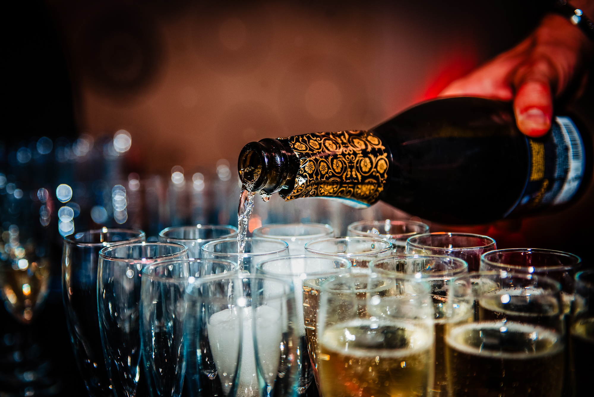 Champagne being poured into glasses during the Galenicals Awards evening at Bristol Grand Hotel.