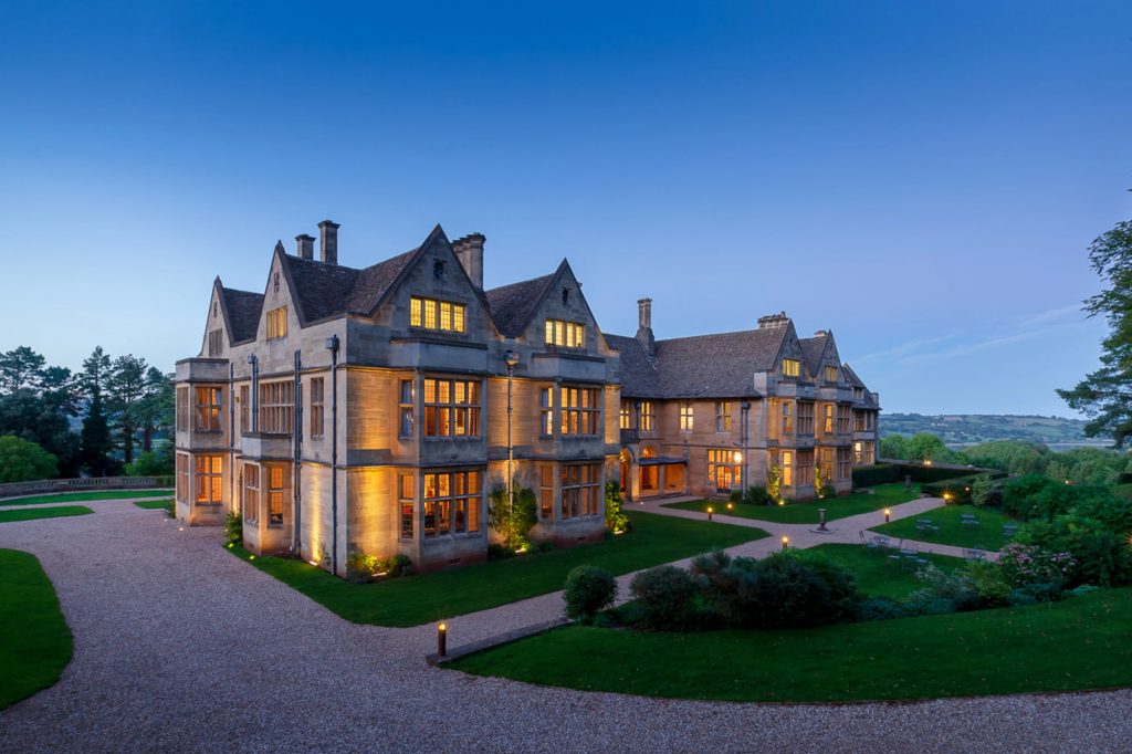 Coombe Lodge wedding venue in Somerset overlooking countryside and gardens