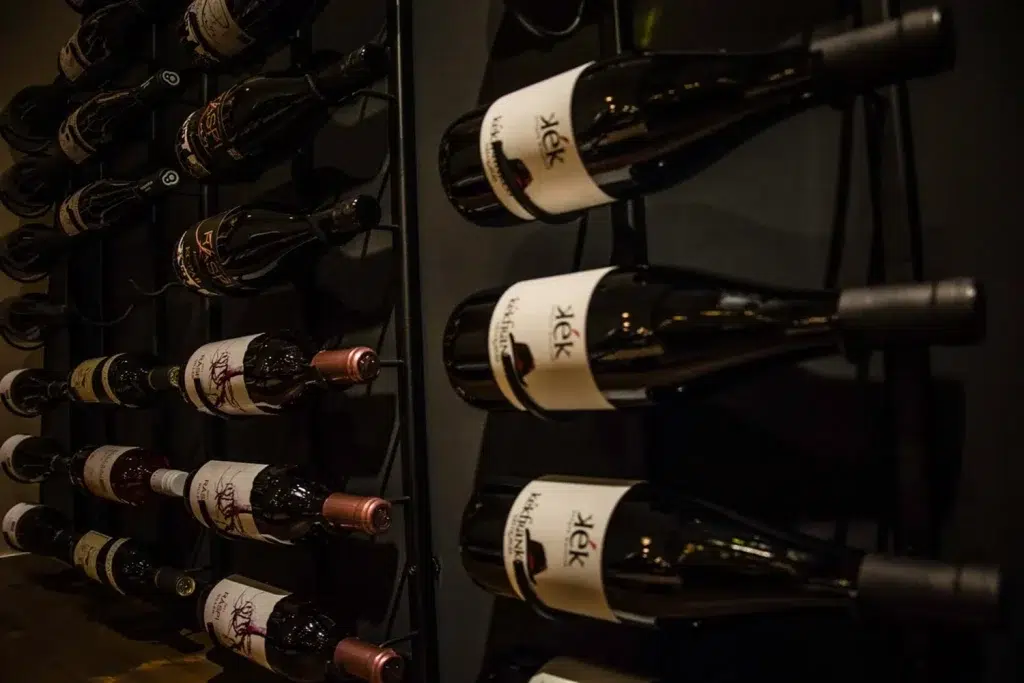 Modern wine bottle display for brand product photography in Bristol