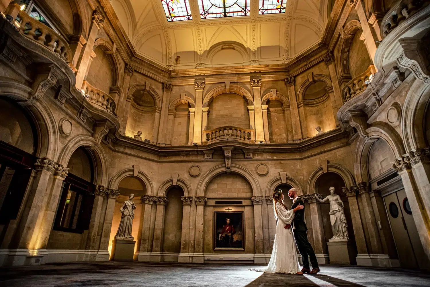 Elegant wedding moment inside the Bristol Marriott Royal Hotel by photographer Bristol
