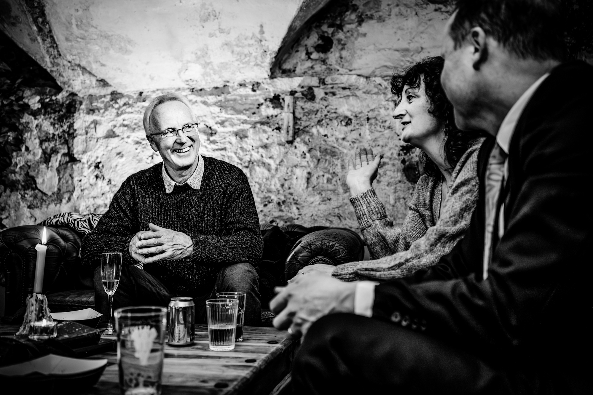 Wedding guest are talking during wedding reception at the catacombe at the Mount Without