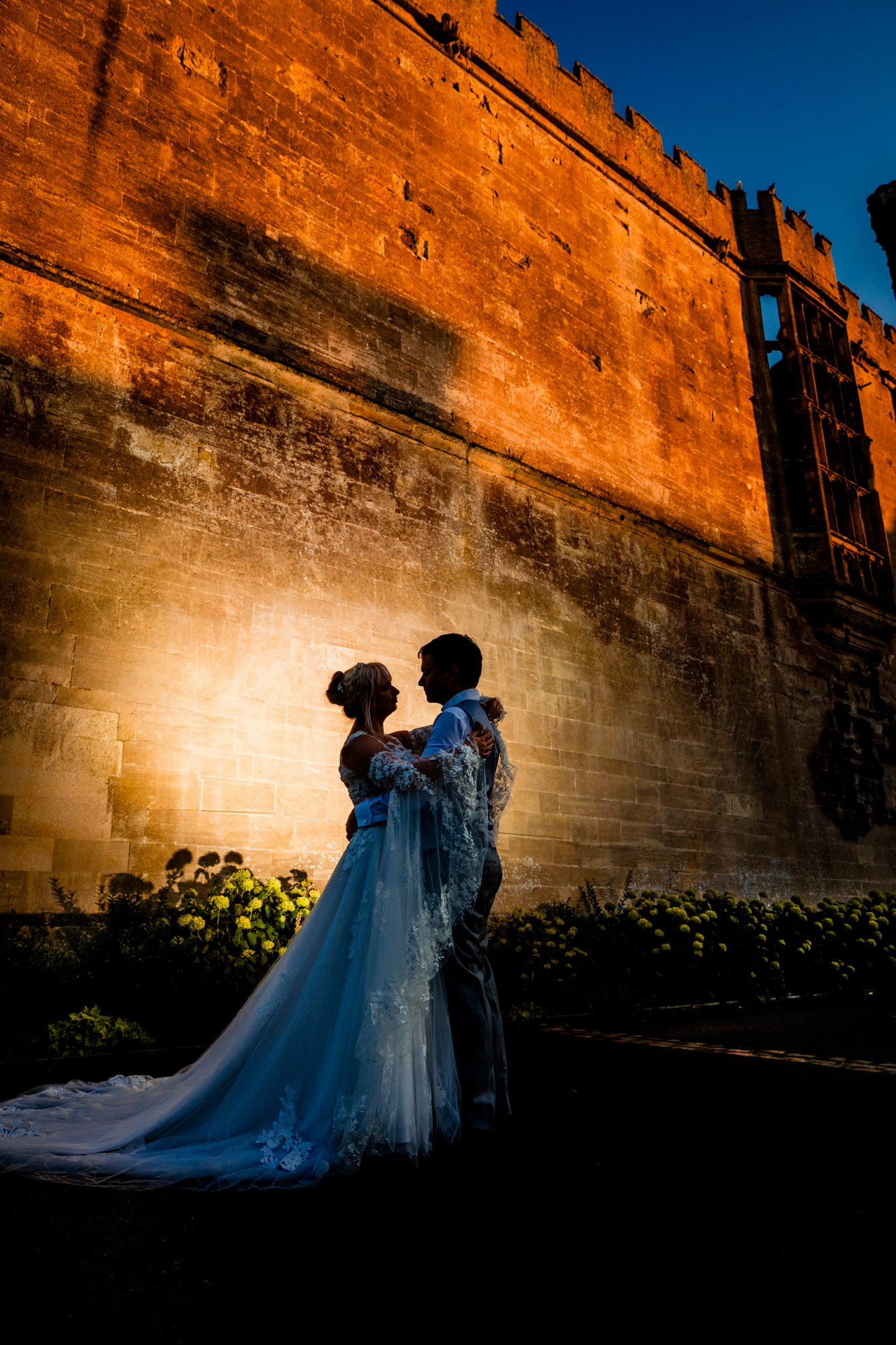Dramatic, artistic couple portrait silhouette at Thornbury Hotel