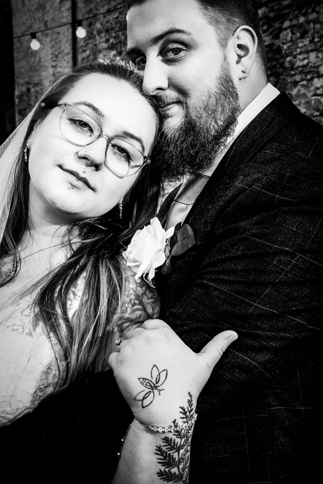 Nat resting against Jon outside Silk Mill Studios in Frome.